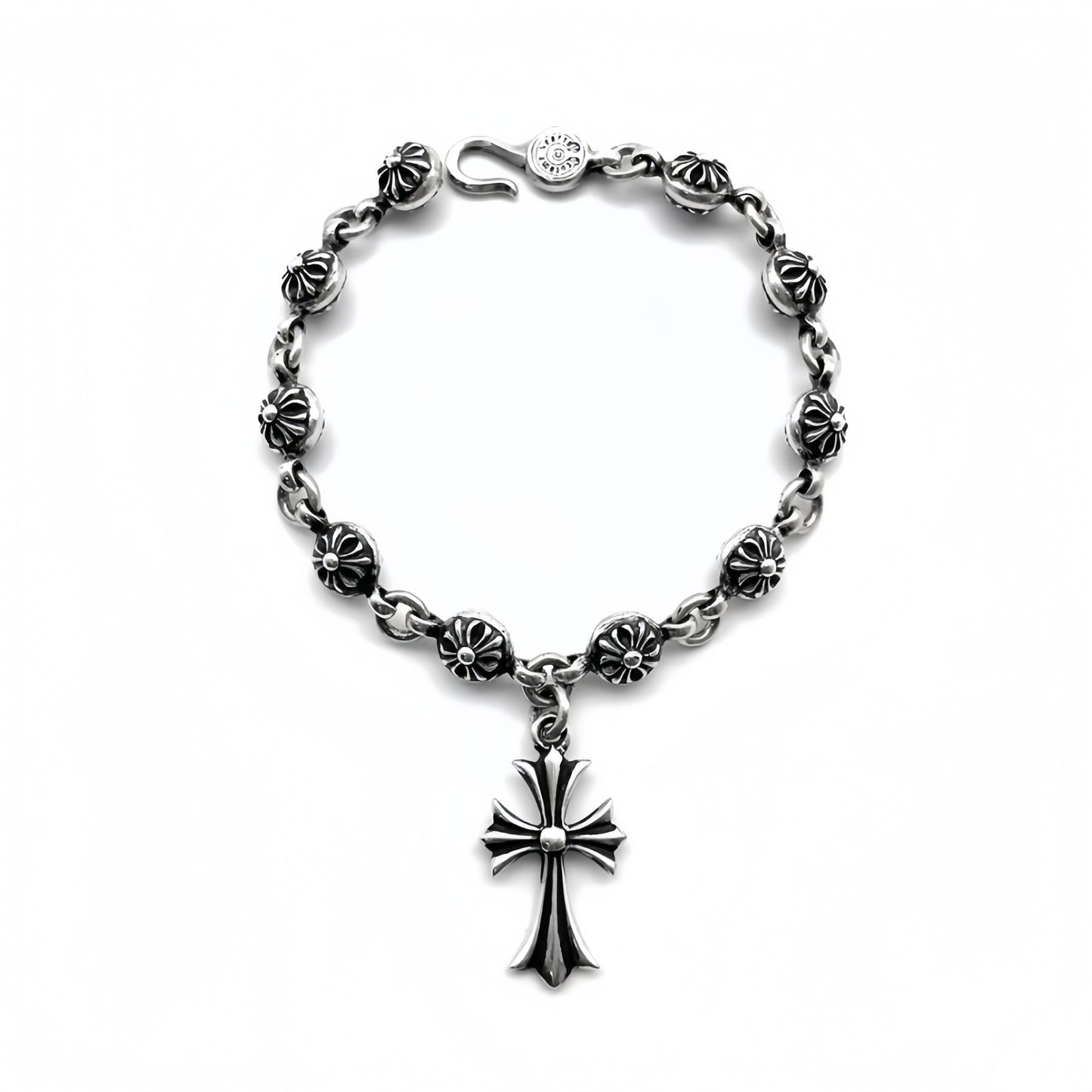 Chrome Hearts Silver Cross Ball Tiny E Bracelet