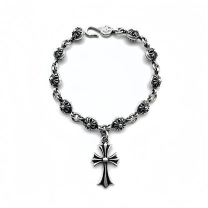 Chrome Hearts Silver Cross Ball Tiny E Bracelet