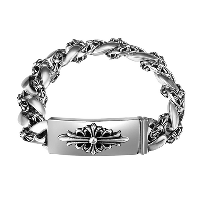 Chrome Hearts Silver Cross Link Cuban Bracelet